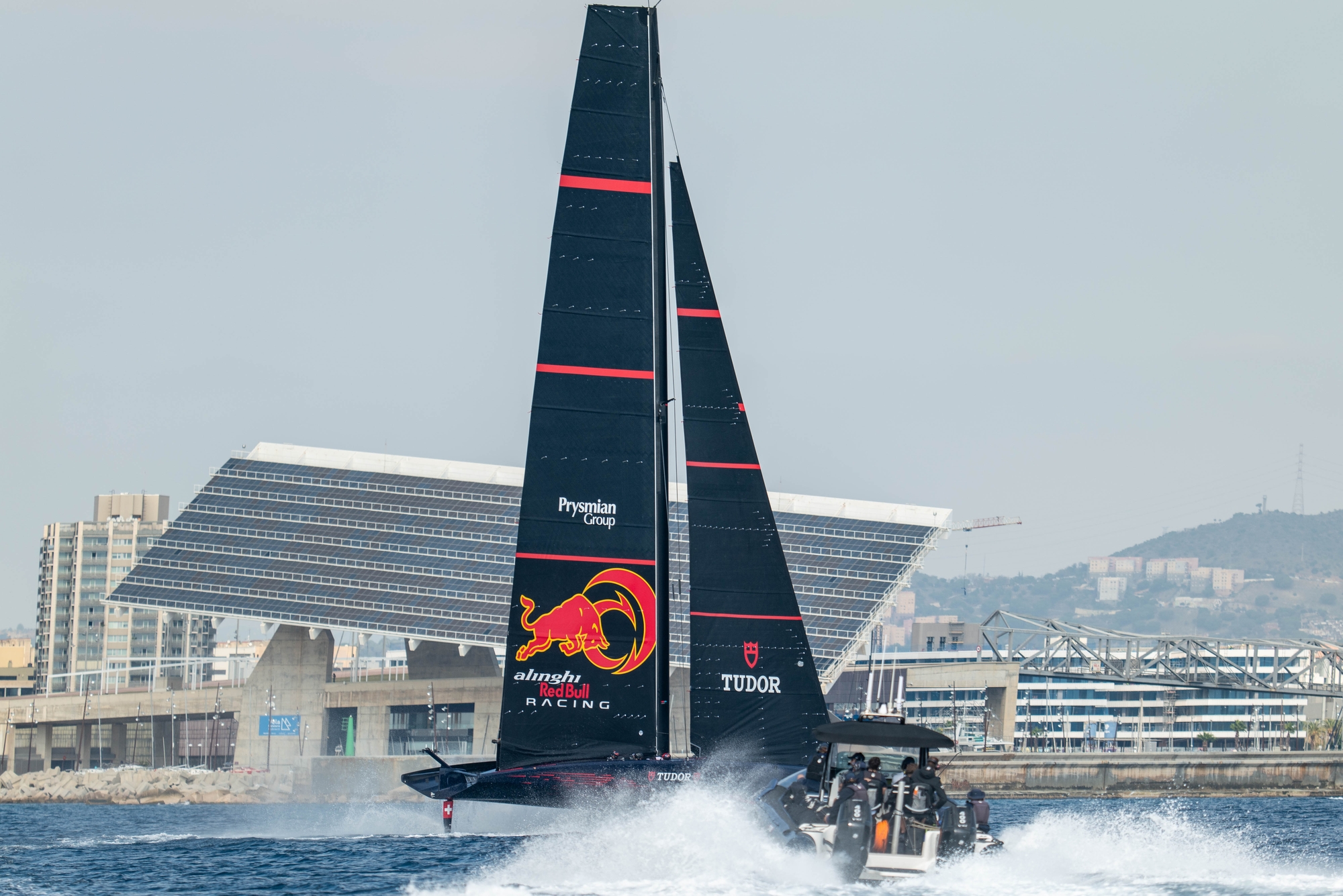 America’s Cup Recon. Friday the 13th of October 2023.
Alinghi Red Bull Racing (SUI) (AC75 Class) boat 1, practice racing with sailing in the Mediterranean Sea, Barcelona - Spain.
©Paul Todd/AMERICA’S CUP