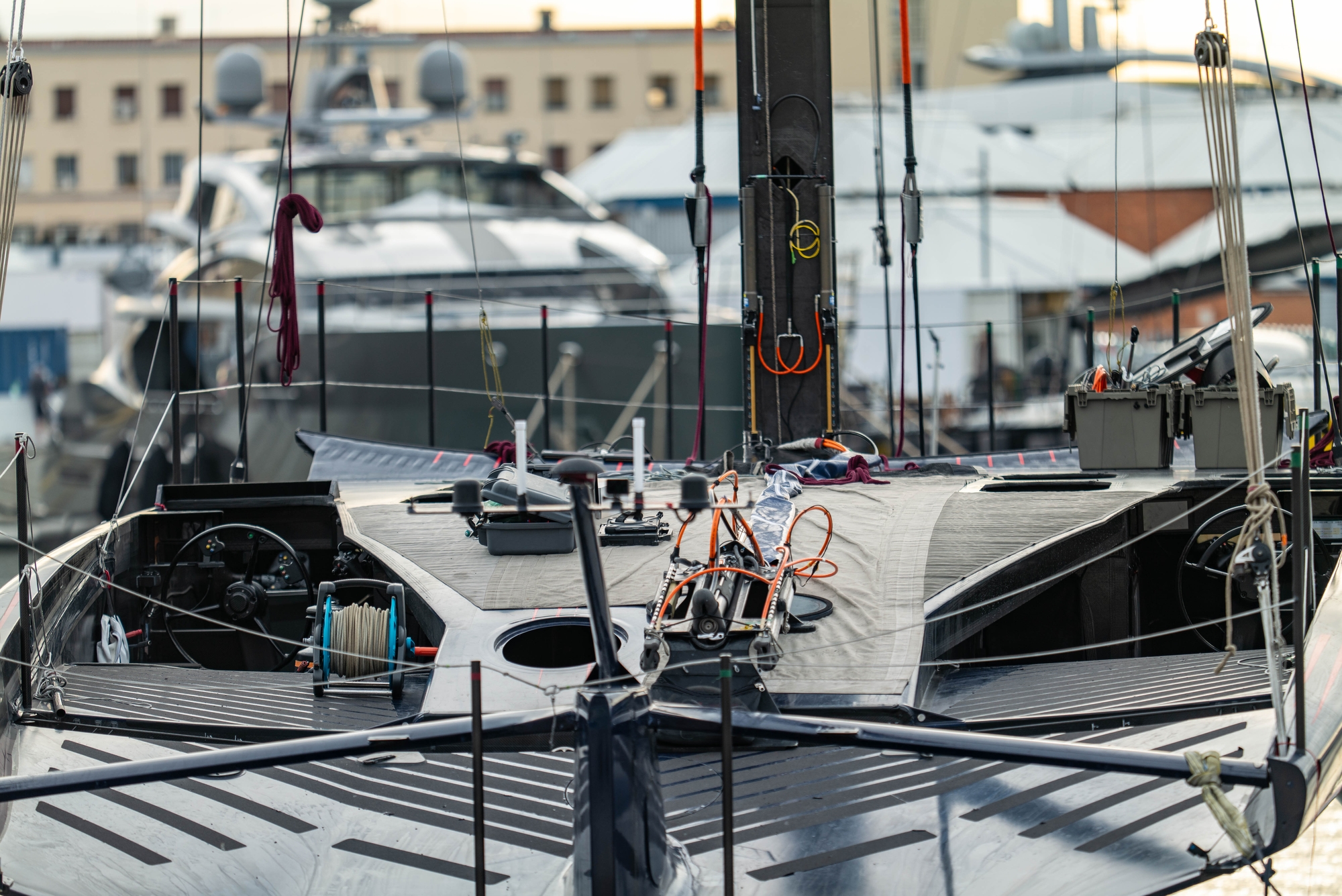 America’s Cup Recon. Thursday the 26th of October 2023. Alinghi Red Bull Racing  (SUI) (AC75 Class) boat 1, practice racing with sailing in the Mediterranean Sea, Barcelona - Spain. ©Paul Todd/AMERICA’S CUP