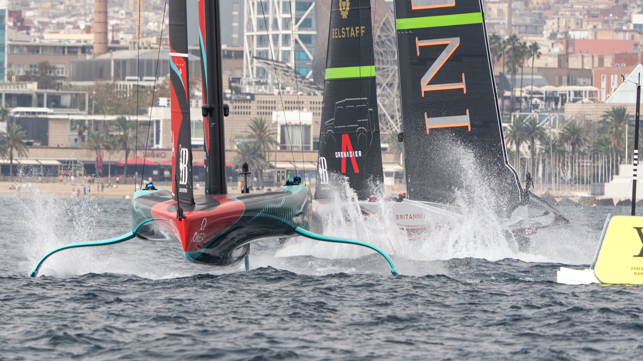 October 14, 2024. Louis Vuitton 37th America's Cup, Race Day 3. EMIRATES TEAM NEW ZEALAND, INEOS BRITANNIA