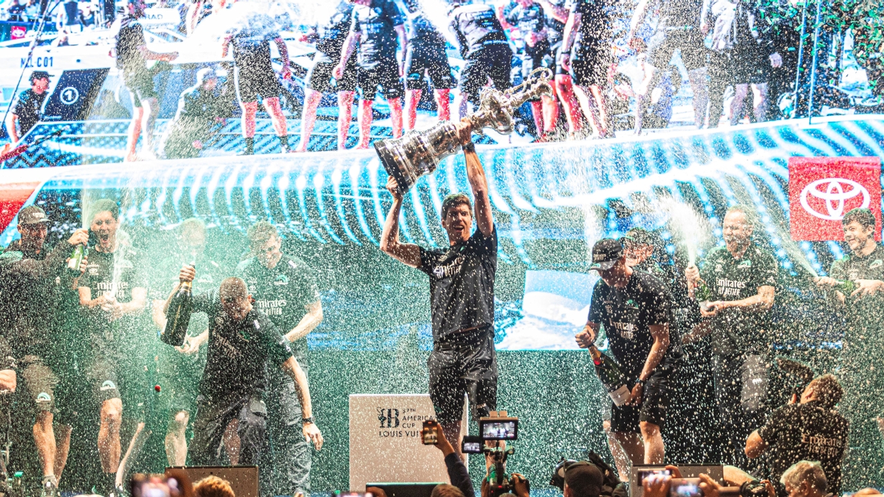 October 19, 2024. Louis Vuitton 37th America's Cup, Prizegiving. EMIRATES TEAM NEW ZEALAND winners of the Louis Vuitton 37th America's Cup
