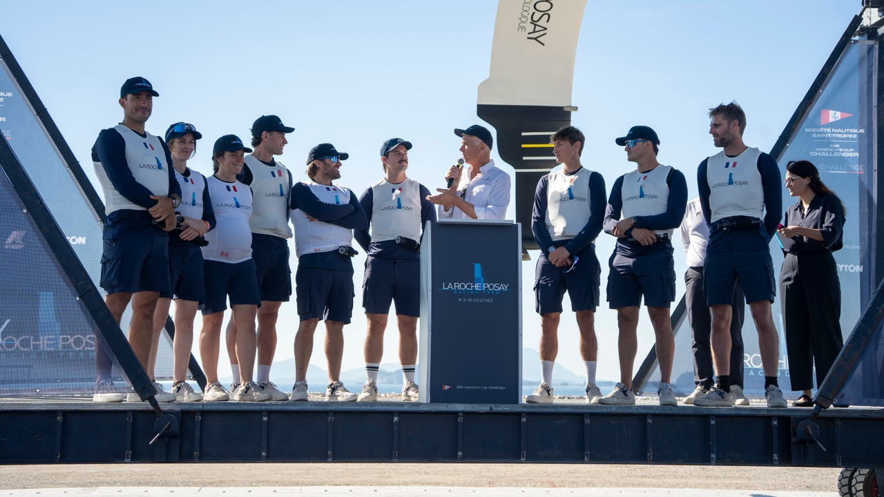 19 October 2026. Louis Vuitton 38th America's Cup - , Official launch of La Roche-Posay, the first AC75 in the Gulf of Naples..
